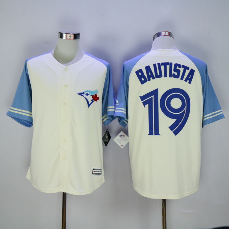 Men Toronto Blue Jays #19 Bautista Cream MLB Jerseys